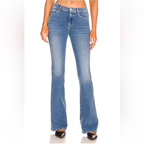 Frame Le High Flare Jeans Ashton Size 32 Blue LHF230 Stretch Denim - Picture 1 of 16